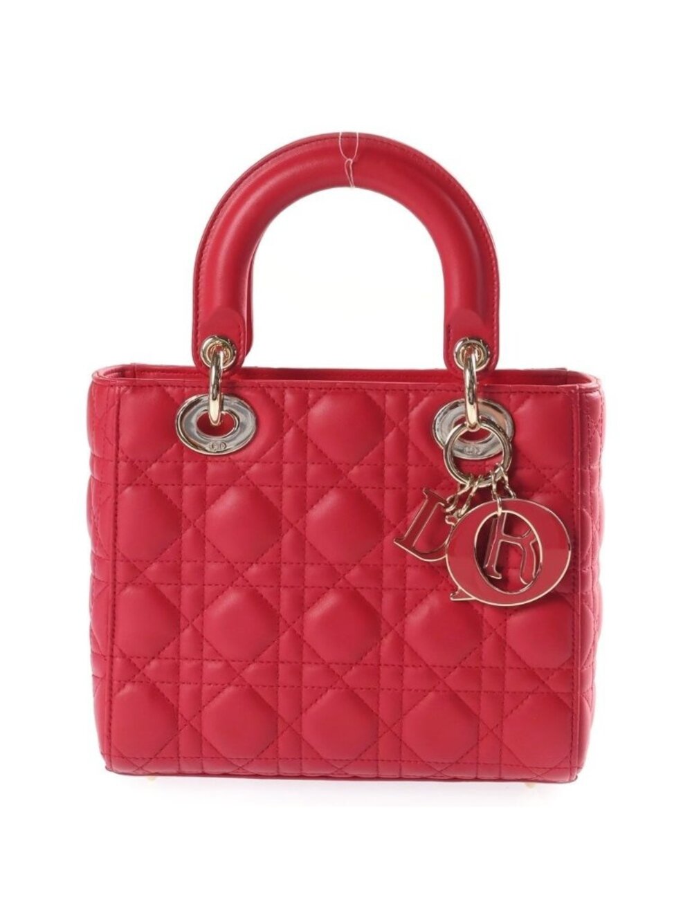Dior My Lady Small 2-Way Shoulder Bag Red Lambskin Gold